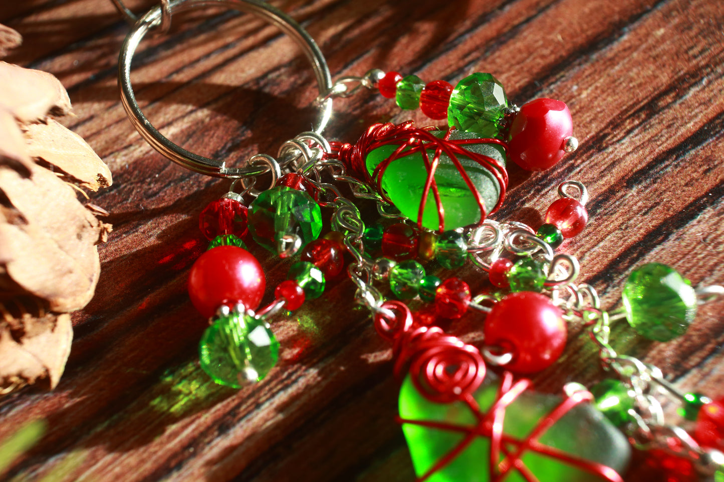 Christmas Sea Glass Bag Charm