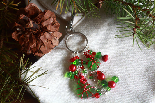 Christmas Sea Glass Bag Charm