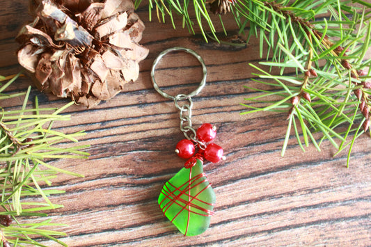 Christmas Sea Glass Keyring