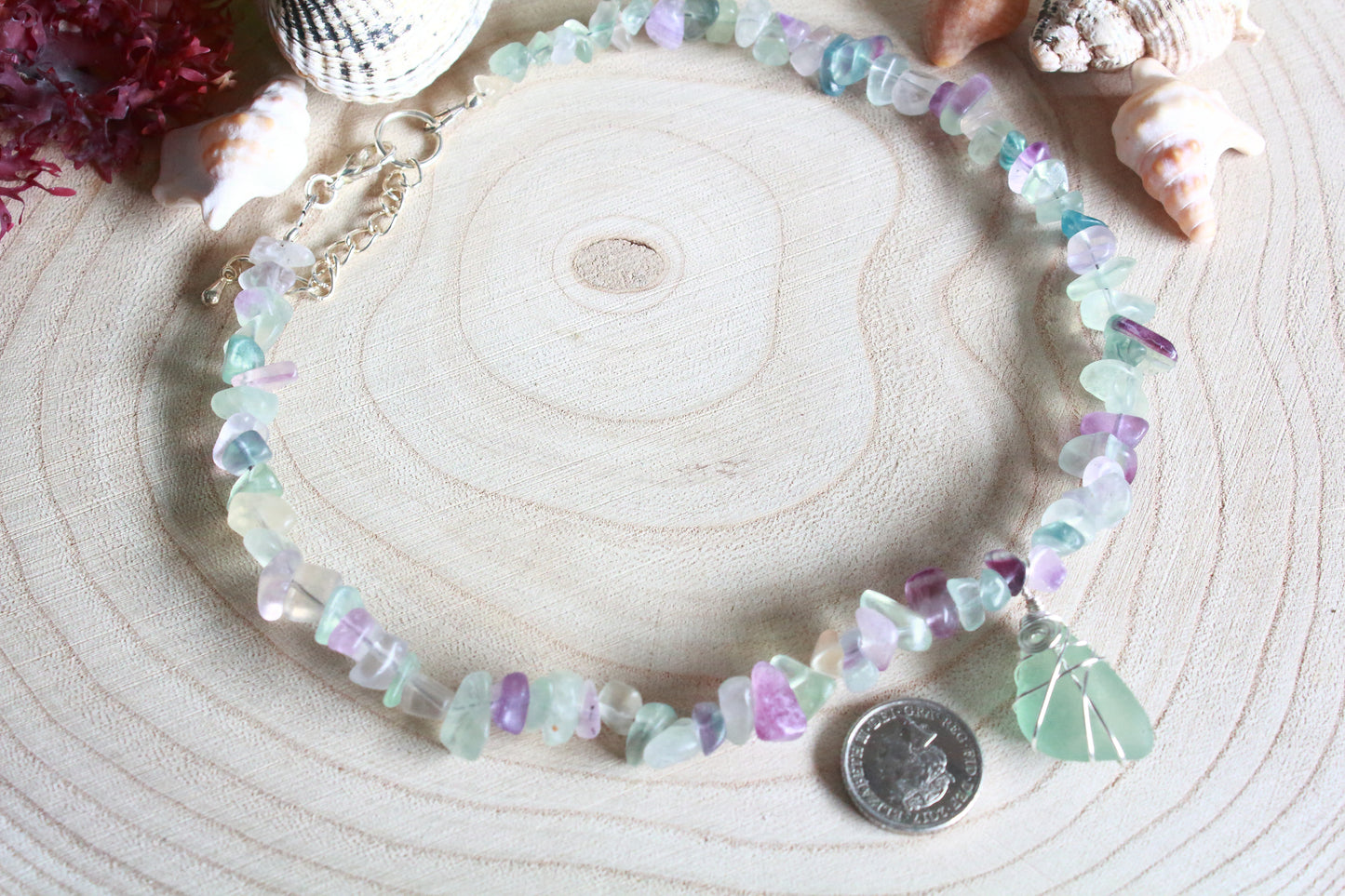 Rainbow Fluorite Irish Sea Glass Choker