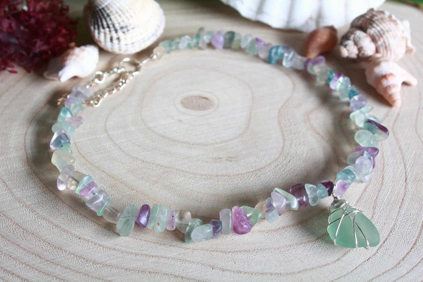 Rainbow Fluorite Irish Sea Glass Choker