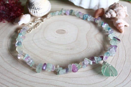 Rainbow Fluorite Irish Sea Glass Choker