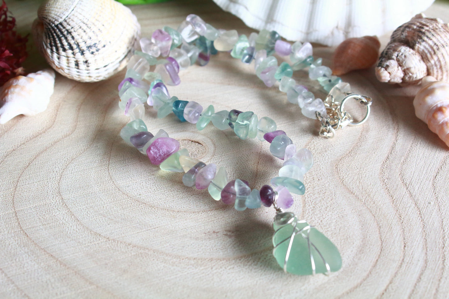 Rainbow Fluorite Irish Sea Glass Choker