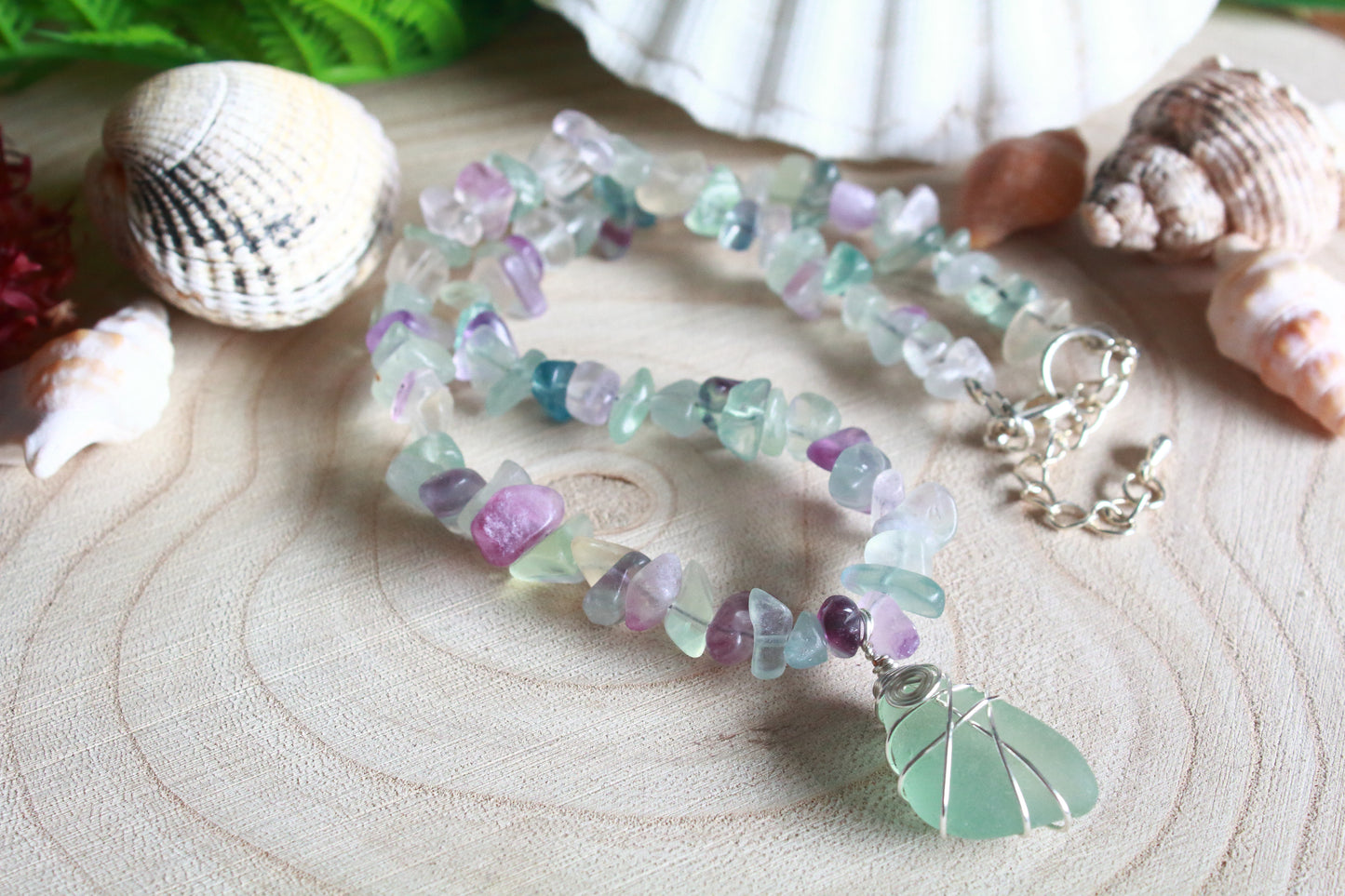Rainbow Fluorite Irish Sea Glass Choker