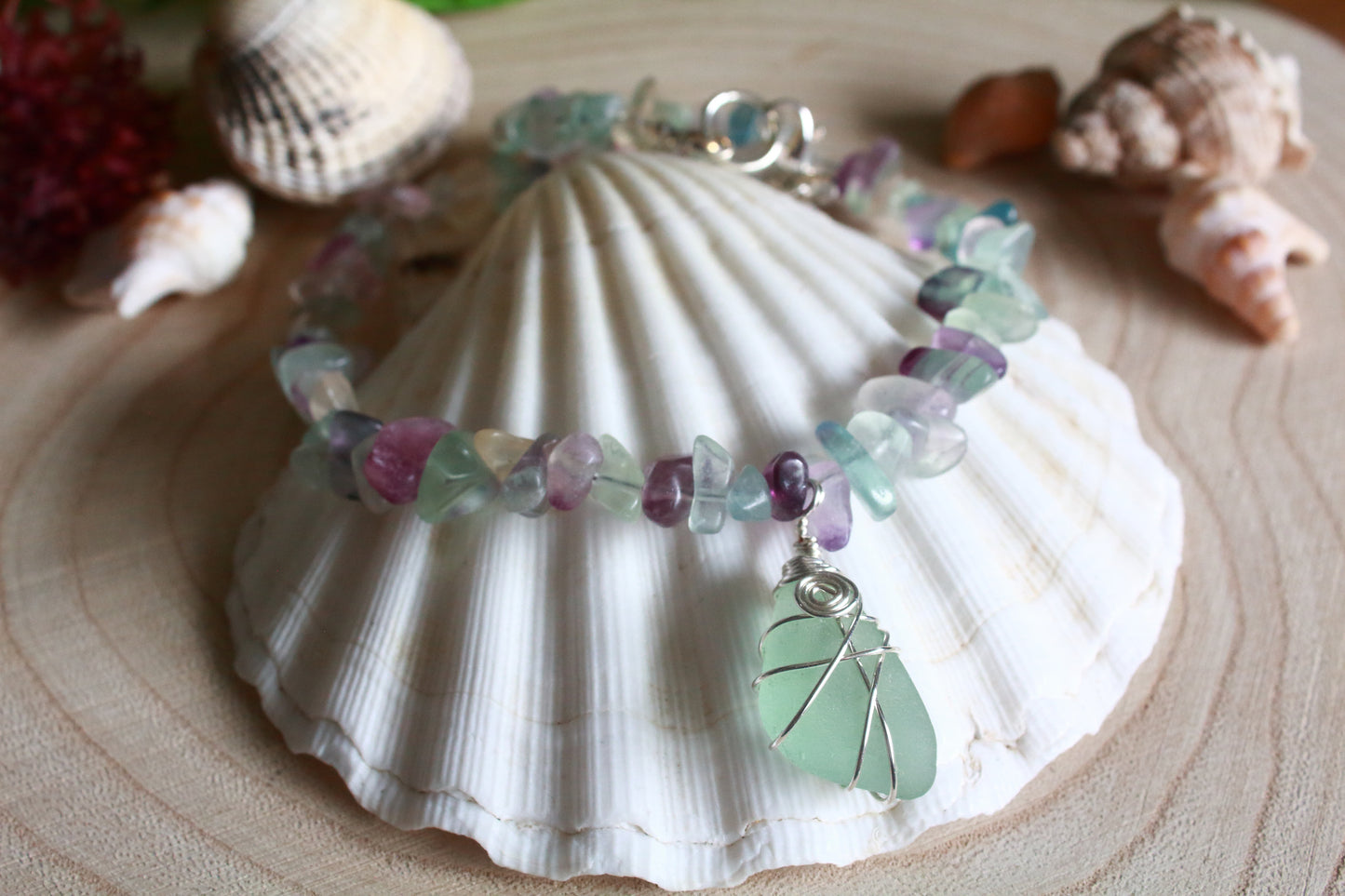 Rainbow Fluorite Irish Sea Glass Choker