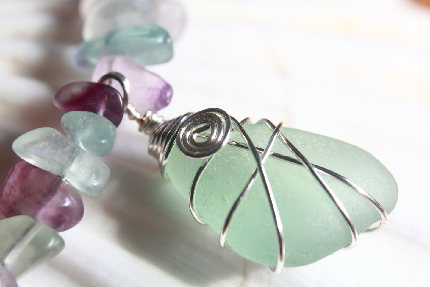 Rainbow Fluorite Irish Sea Glass Choker