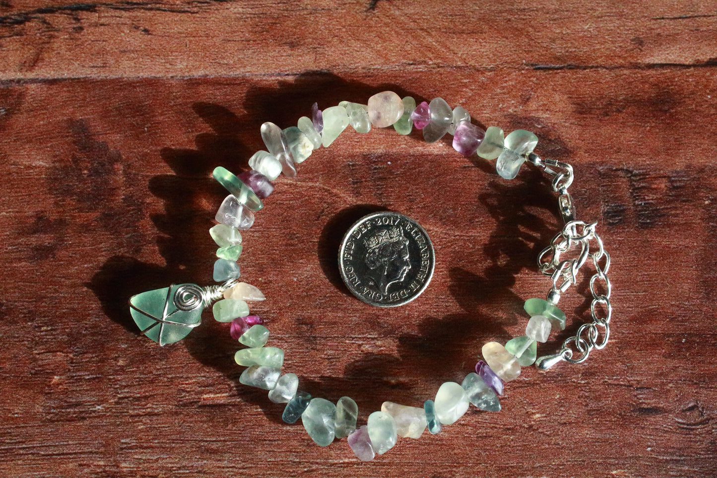 Rainbow Fluorite Irish Sea Glass Bracelet