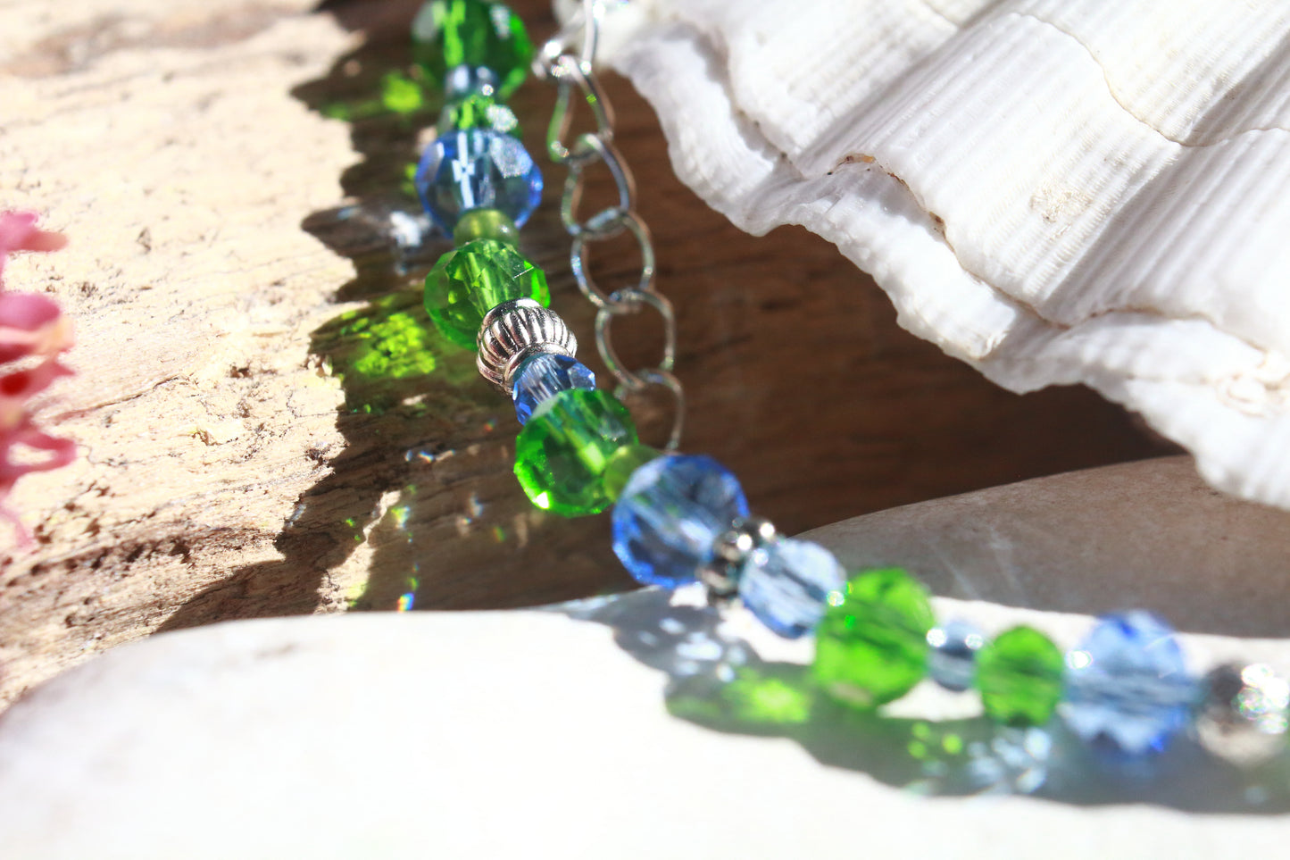 Green and Blue Sea Glass Bracelet & Earring Set, Bluebell Inspired Jewellery Set