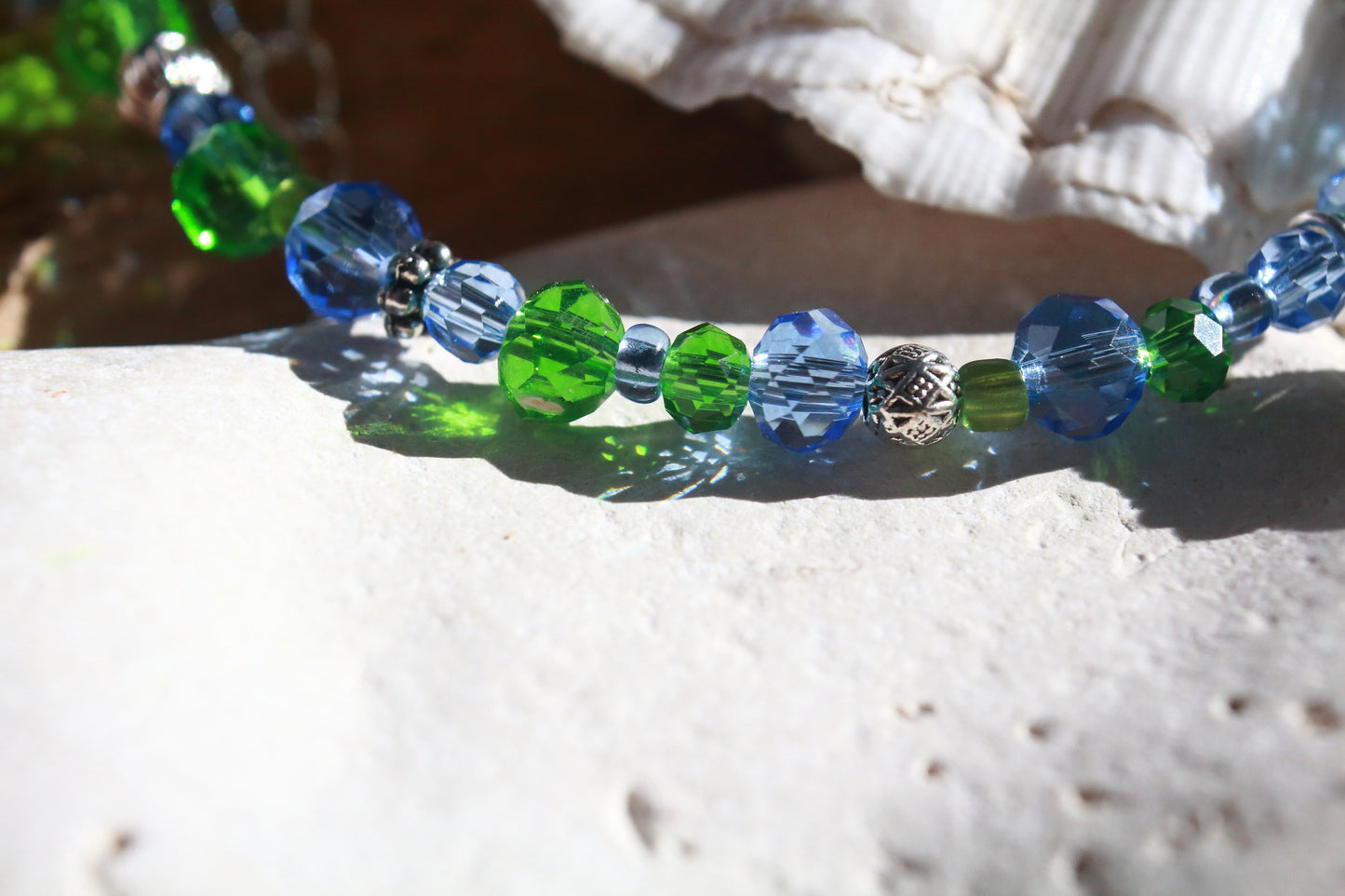 Green and Blue Sea Glass Bracelet & Earring Set, Bluebell Inspired Jewellery Set