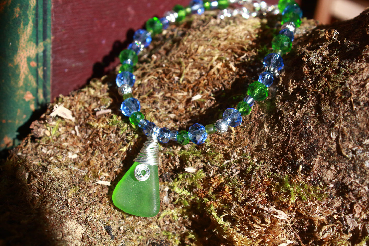 Green and Blue Sea Glass Bracelet & Earring Set, Bluebell Inspired Jewellery Set