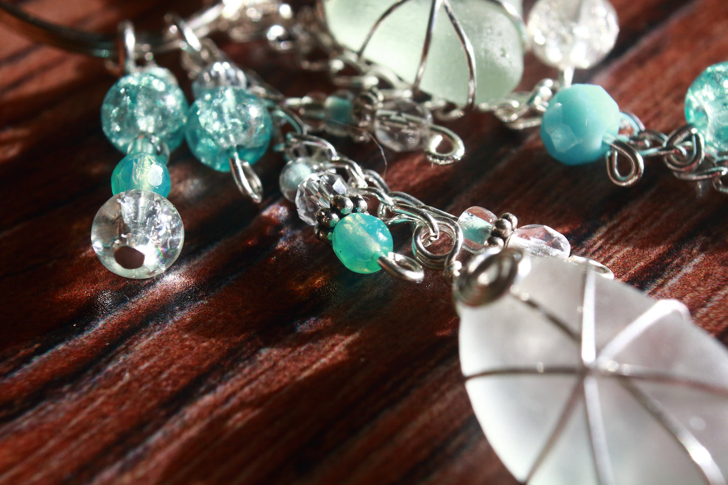 Winter Ice Crystal Sea Glass Bag Charm