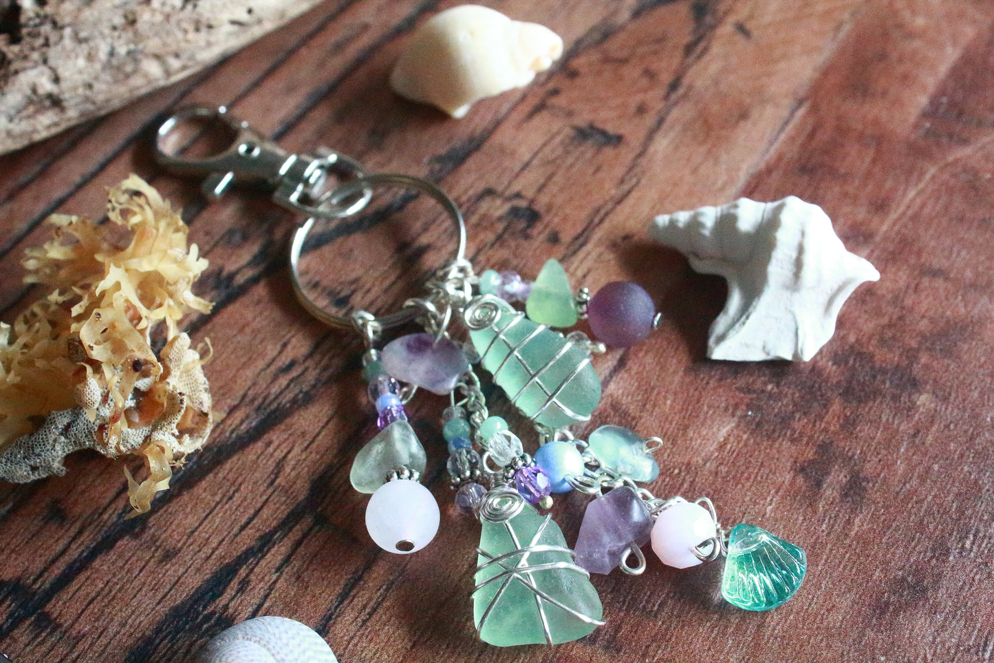 Mermaid Sea Glass Bag Charm
