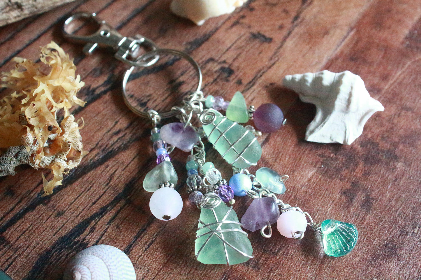 Mermaid Sea Glass Bag Charm