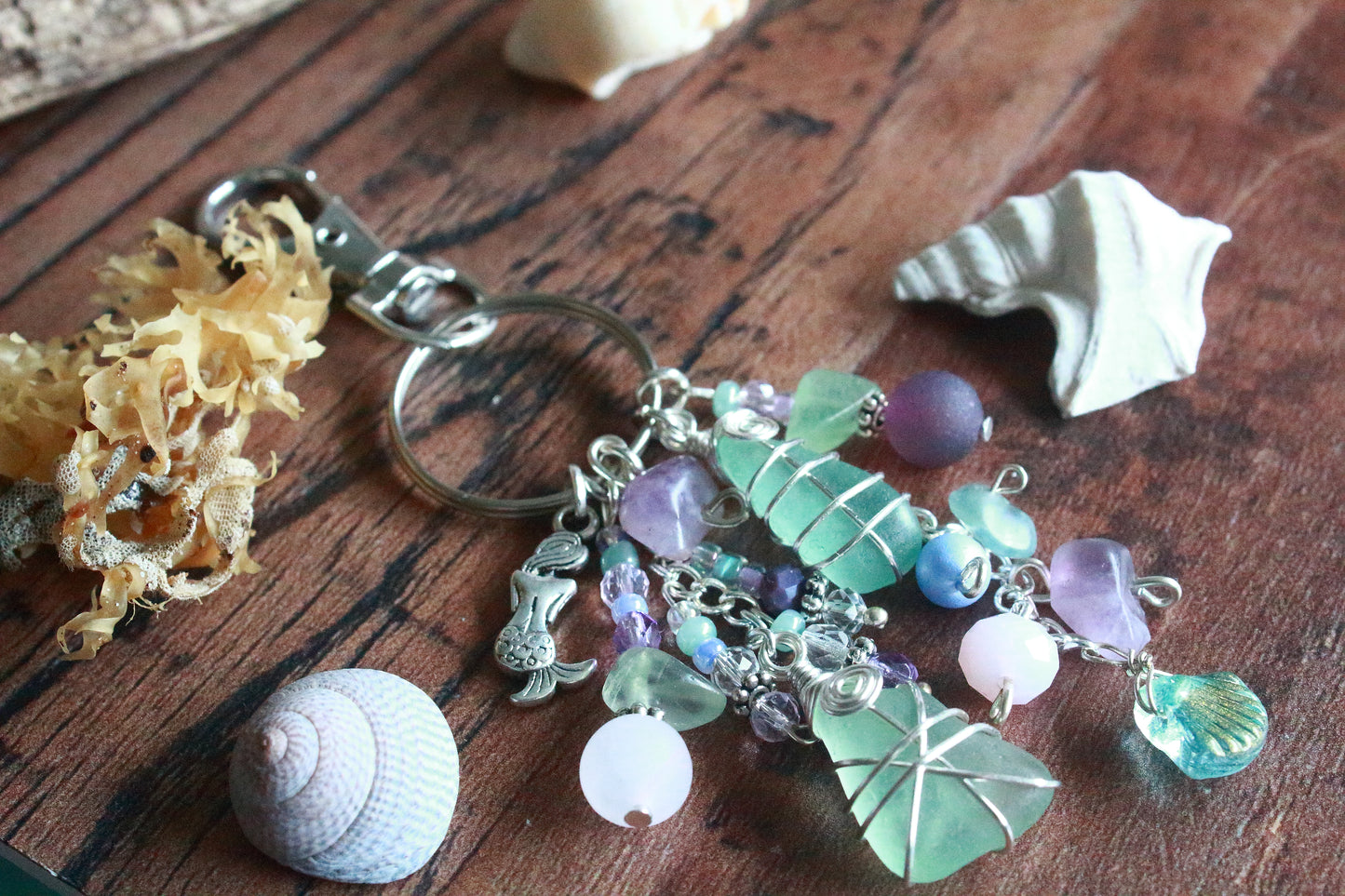 Mermaid Sea Glass Bag Charm