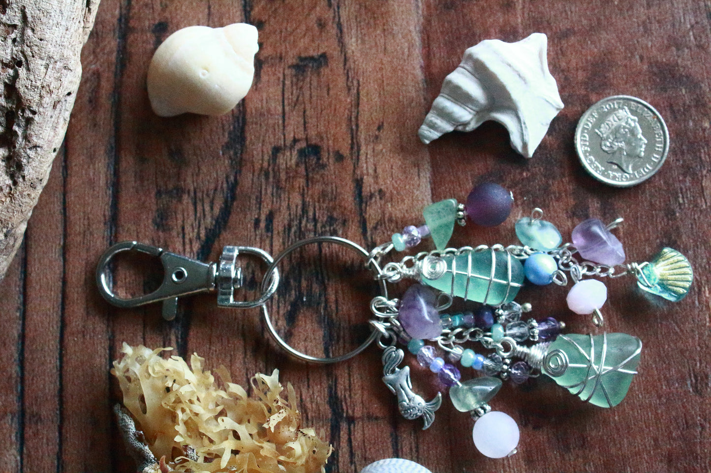 Mermaid Sea Glass Bag Charm