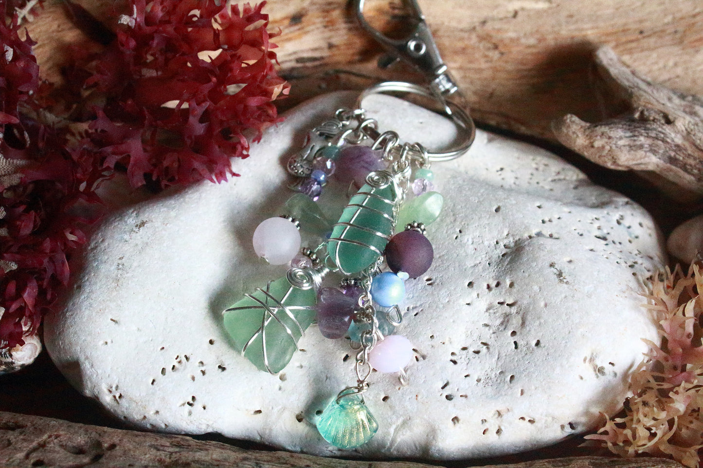 Mermaid Sea Glass Bag Charm