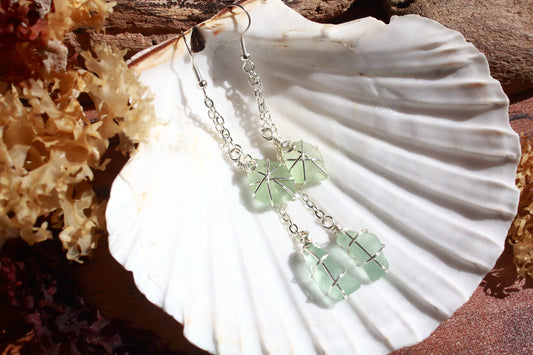 Seafoam Sea Glass Drop Earrings