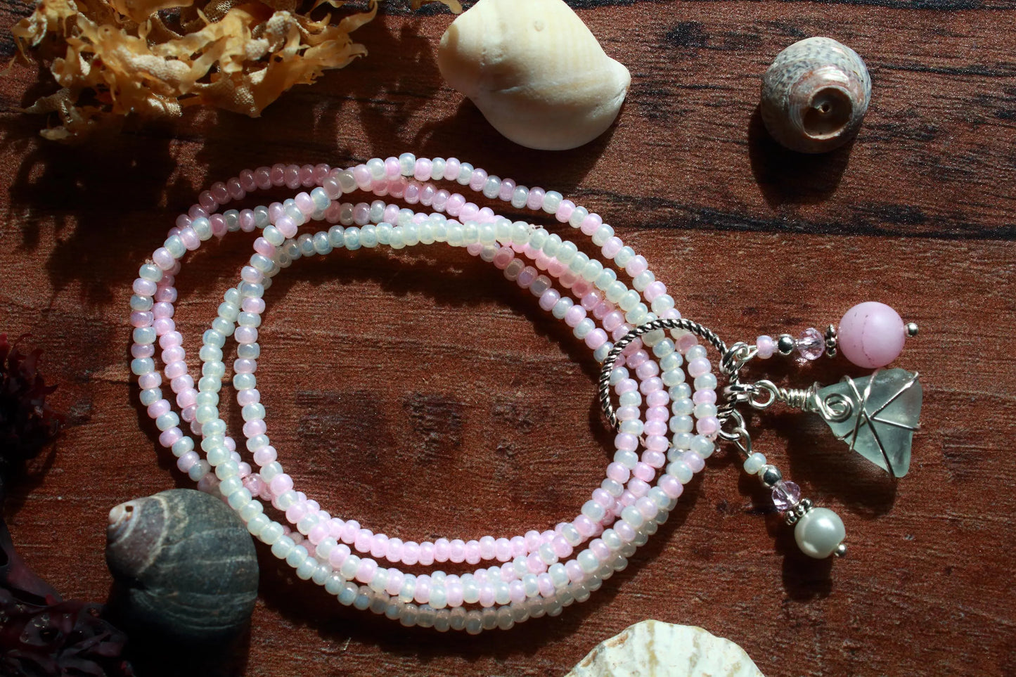 Cherry Blossom Beaded Stretch Bracelet
