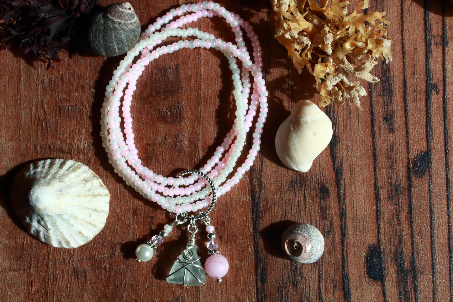 Cherry Blossom Beaded Stretch Bracelet
