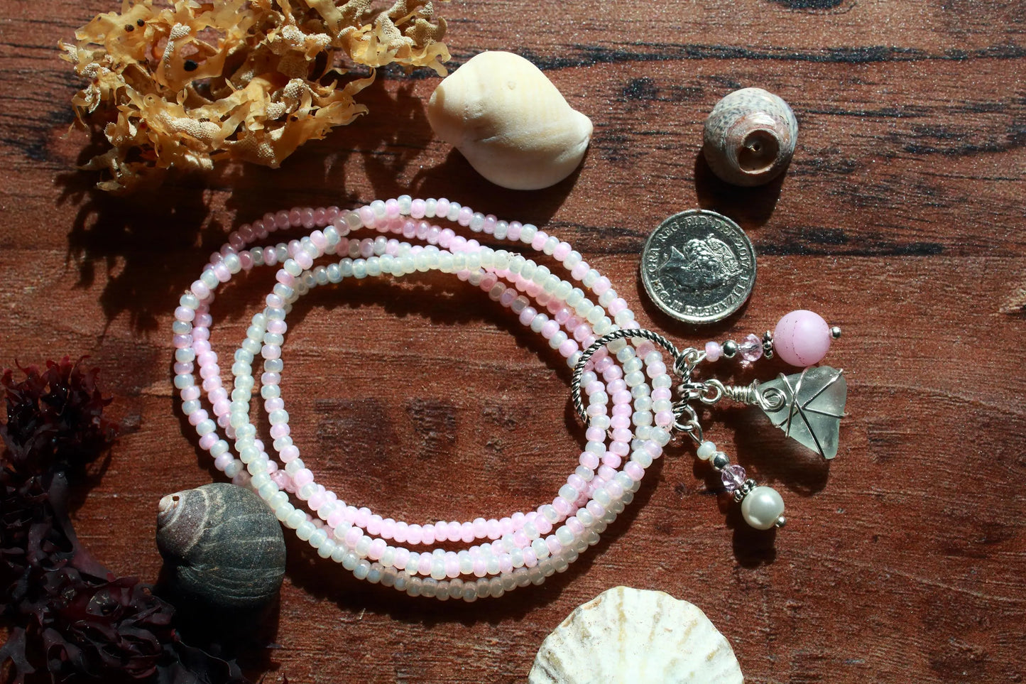 Cherry Blossom Beaded Stretch Bracelet