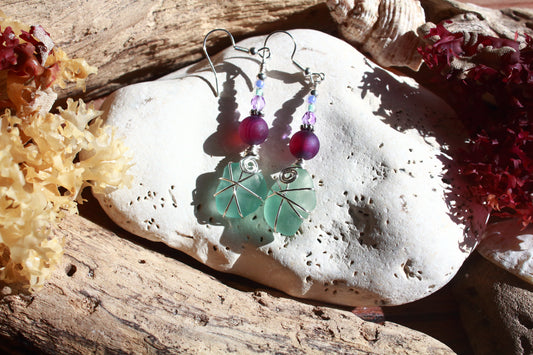 Purple Agate Sea Glass Earrings