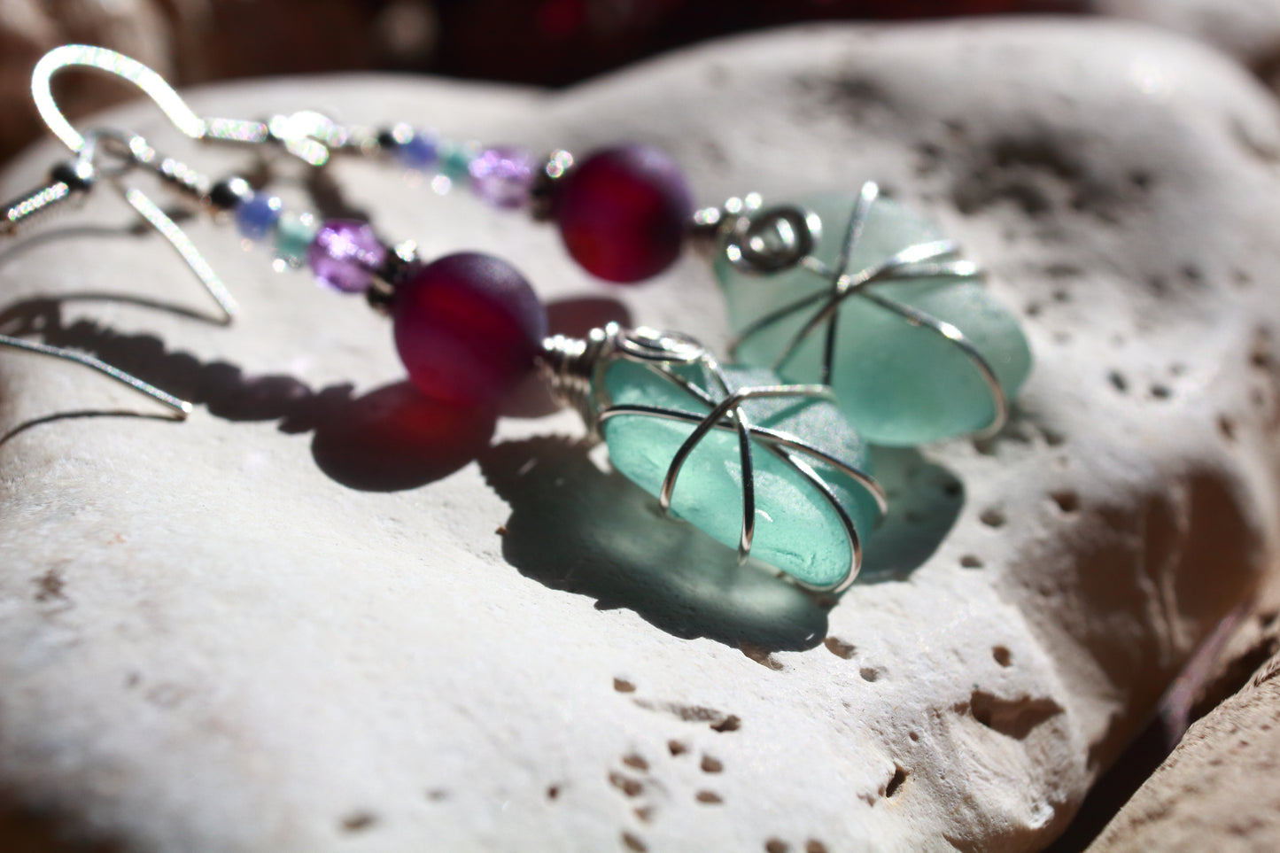 Purple Agate Sea Glass Earrings
