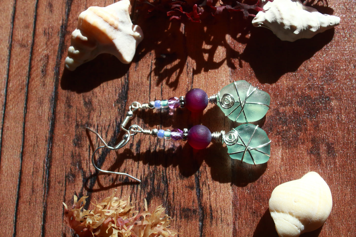 Purple Agate Sea Glass Earrings