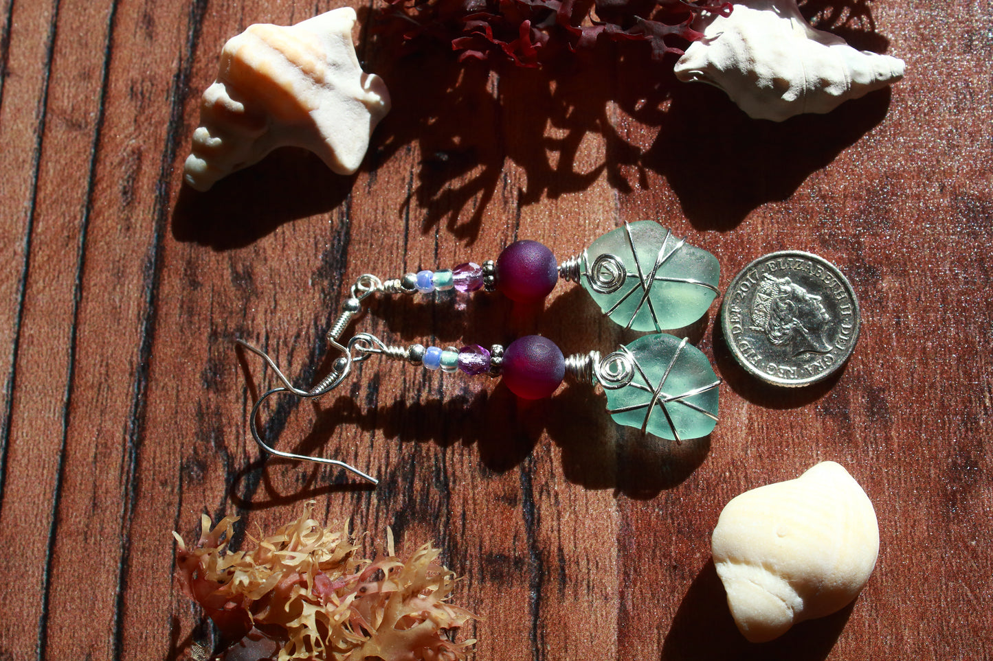 Purple Agate Sea Glass Earrings