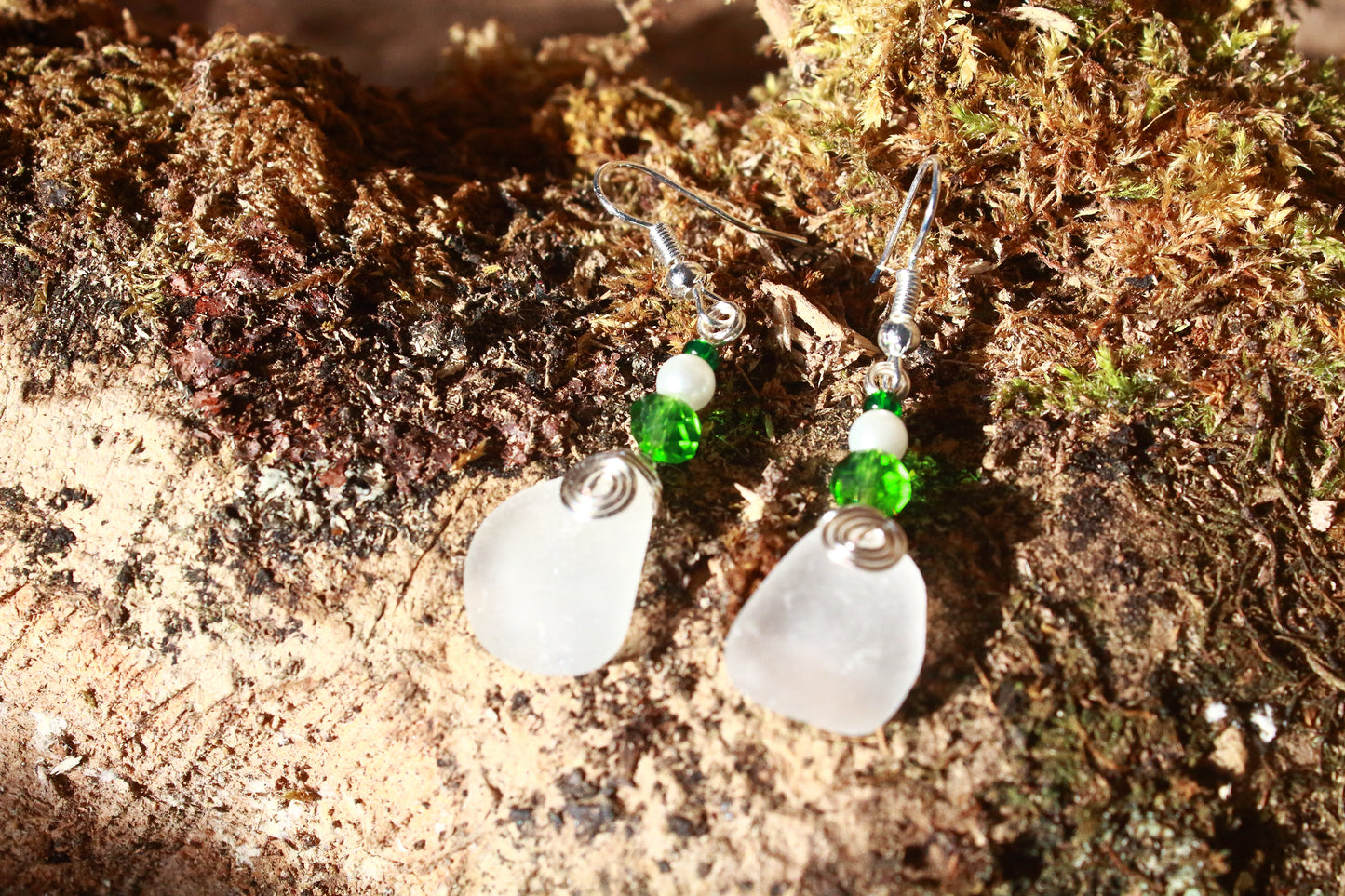 Snowdrop Sea Glass Earrings