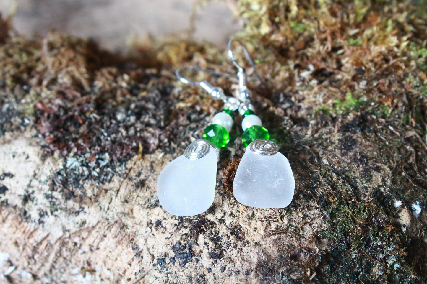 Snowdrop Sea Glass Earrings