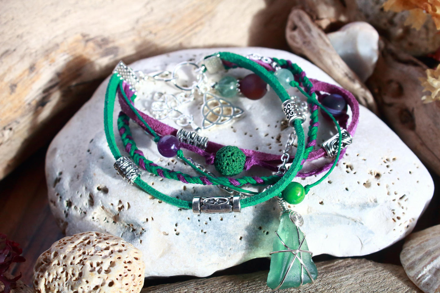 Jade Green Purple Signature Collection Bracelet