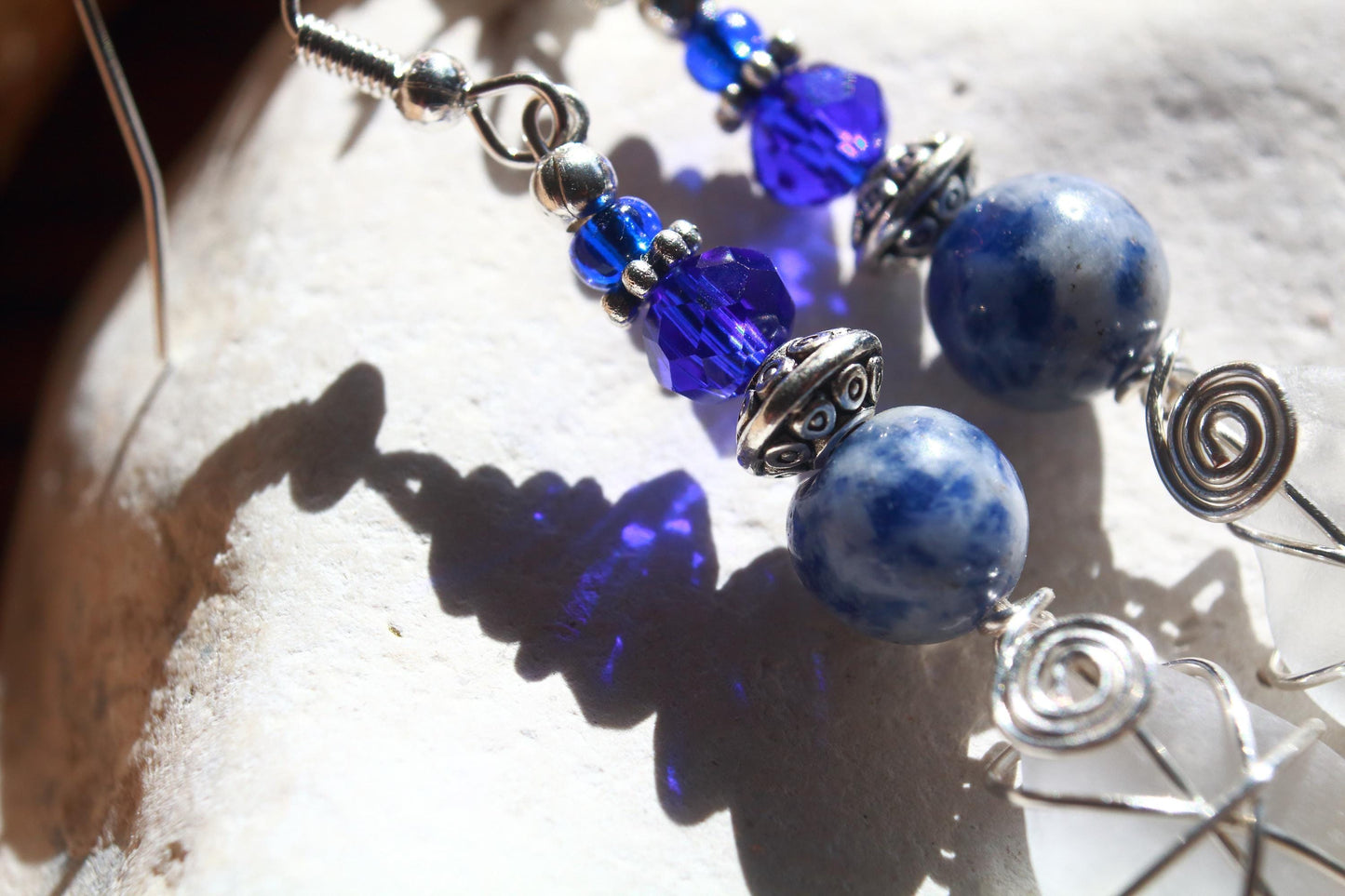 Frosted White Sea Glass Earrings