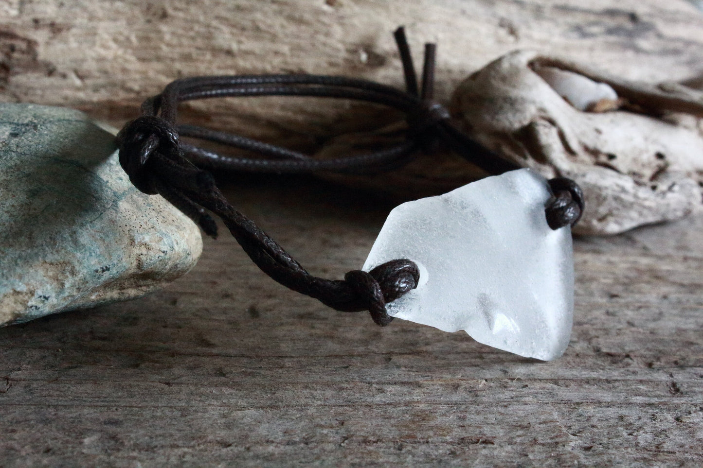 Unisex Irish White Sea Glass Bracelet