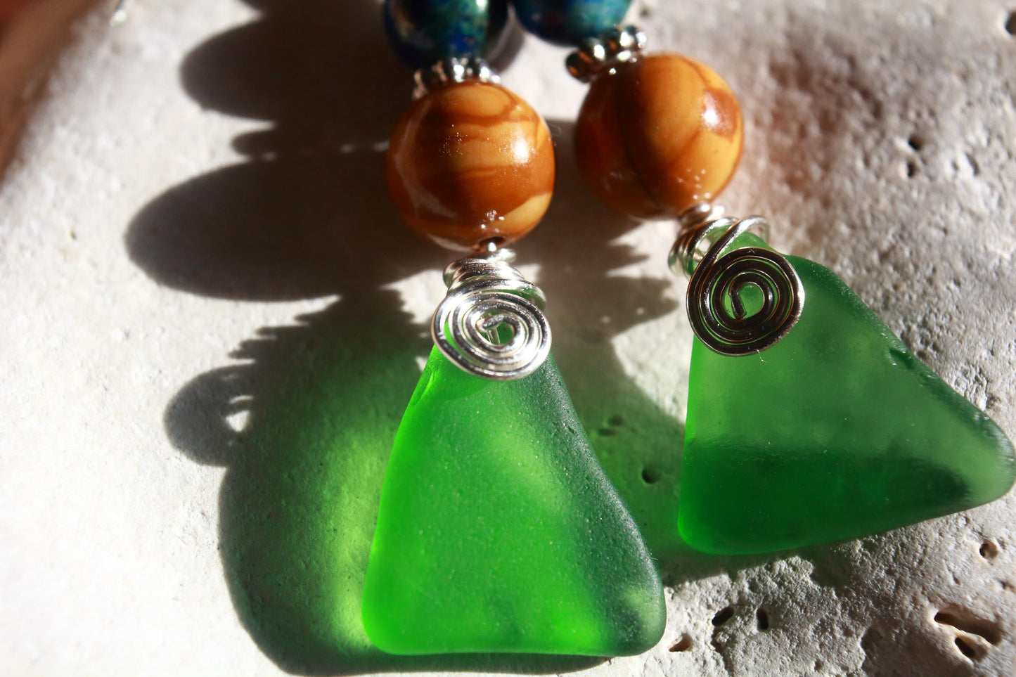 Kelly Green Sea Glass Earrings