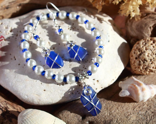 Striking Blue Bracelet and Earring Set