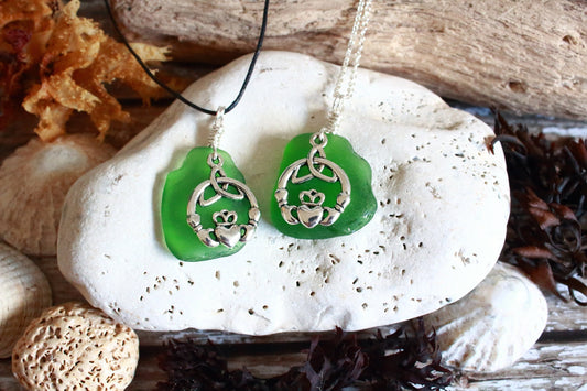 Celtic Kelly Green Claddagh Pendant