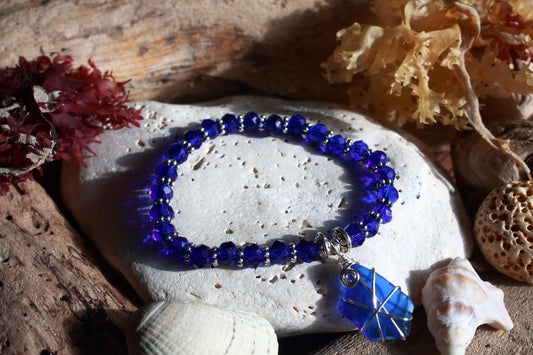 Cobalt Blue Crystal Stretch Bangle