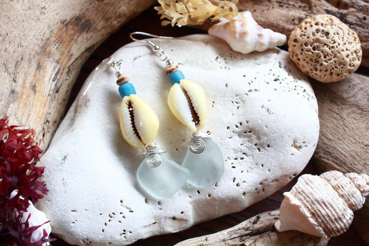 Shell & Sea Glass Earrings