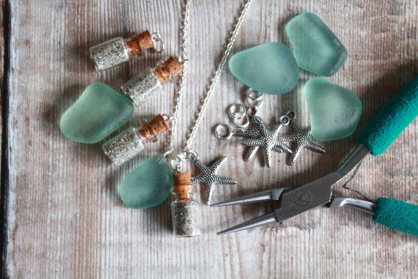 Silver Starfish Seafoam Pearl Necklace