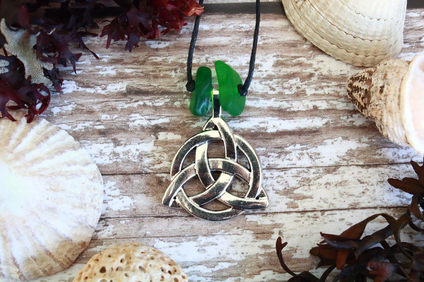 Celtic Kelly Green Triquetra Pendant