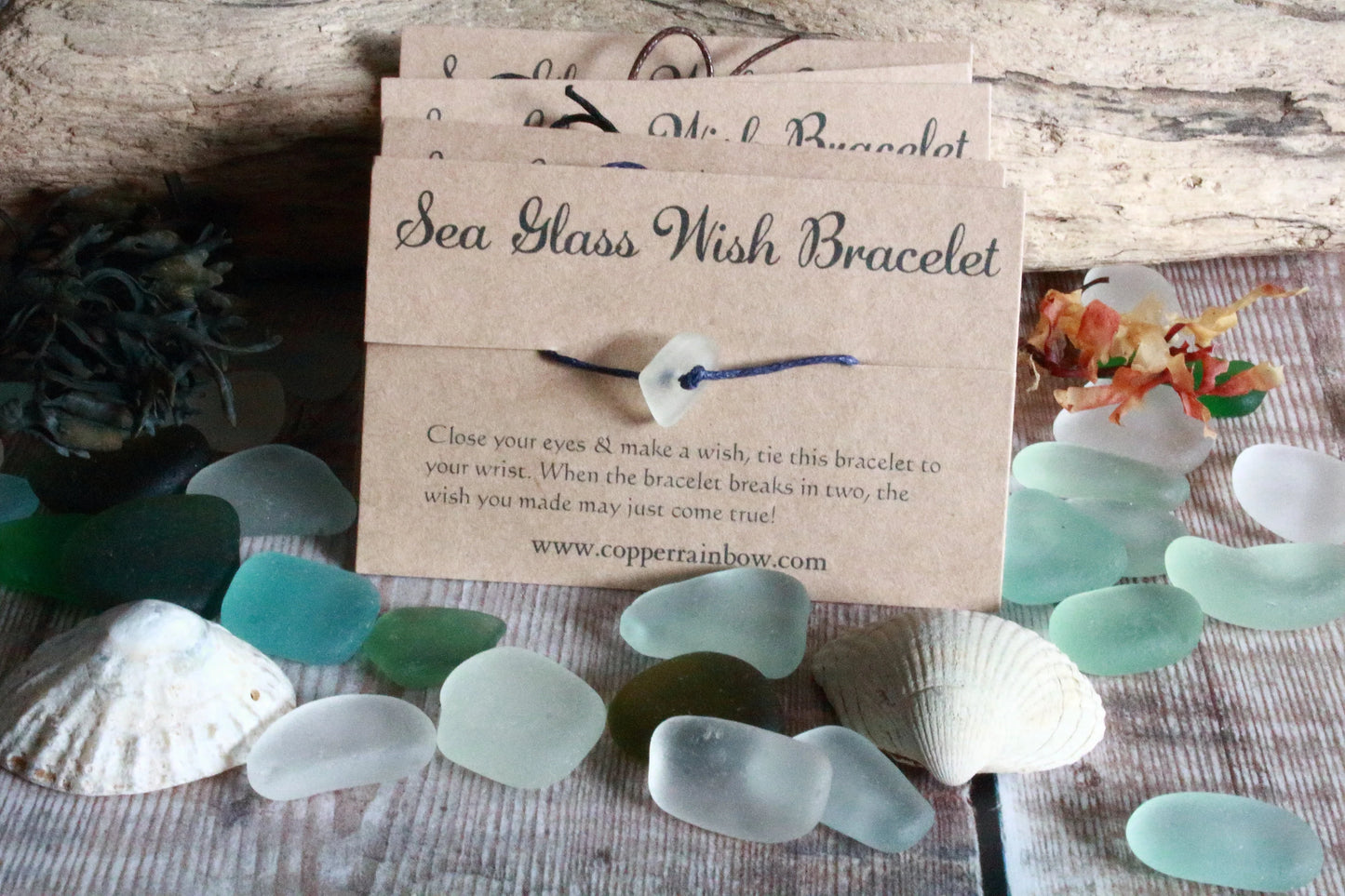 Unisex Sea Glass Wish Bracelet